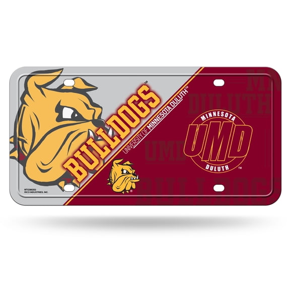 University of Minnesota at Duluth Bulldogs Metal Auto Tag License Plate, Split Design, 6x12 Inch