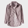 thumbnail image 2 of Krdevn Mens Shirts - Men's Casual Solid Corduroy Shirt Long Sleeve Pocket Turn-Down Collar Top,Mens Fall Shirts,Color:Pink,Size:L, 2 of 7