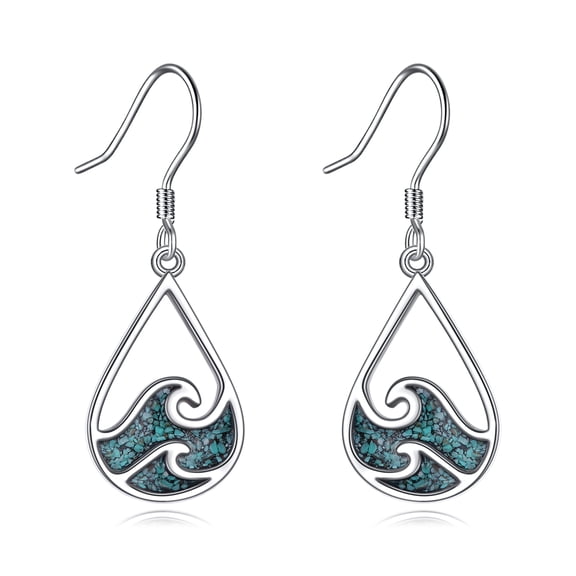 Ocean Wave Earrings Sterling Silver Dangle Drop Dangling Earrings Jewelry Gifts for Women