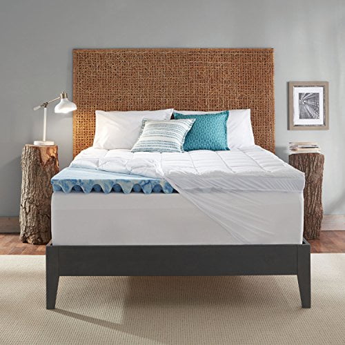 Sleep Innovations 4-inch Plush Support Gel Memory Foam Mattress Topper with Air Channels and Fiberfill, Made in The USA, Twin Size, White