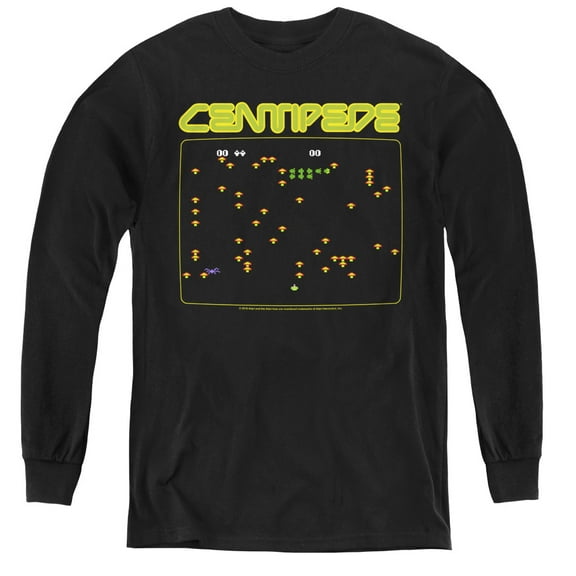 Atari Centipede Screen Youth Long Sleeve T-Shirt Tee Black