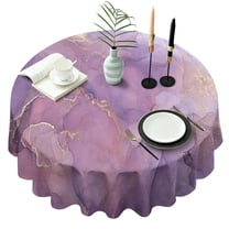 Purple Marble Abstract Round Table Cloth,Wrinkle Resistant Table Cover with Polyester,Waterproof Reusable Round Table Clothes for Easter Birthday Picnic Wedding (Round,60x60inch)