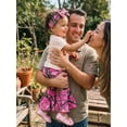 thumbnail image 3 of BemeyourBBs Infant Baby Girl Hunting Clothes Toddler Baby Girls Summer Clothes 2 Pieces Outfit Bow Printed T Shirt with Jungle Camo Bell Bottom Flare Pants Set Headband, 3 of 9