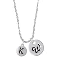 thumbnail image 1 of Delight Jewelry Silvertone Capital Letter - K - Pebble Disc - Silvertone Script Initial Disc - W - Charm Necklace, 20"+3", 1 of 4