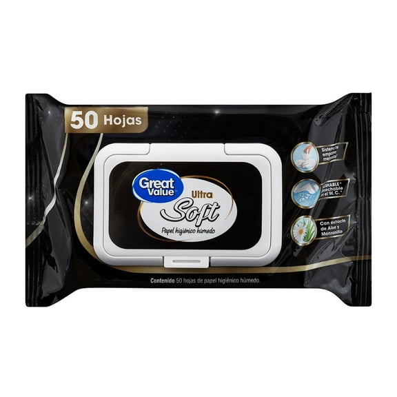 Papel higiénico húmedo Great Value 50 pzas