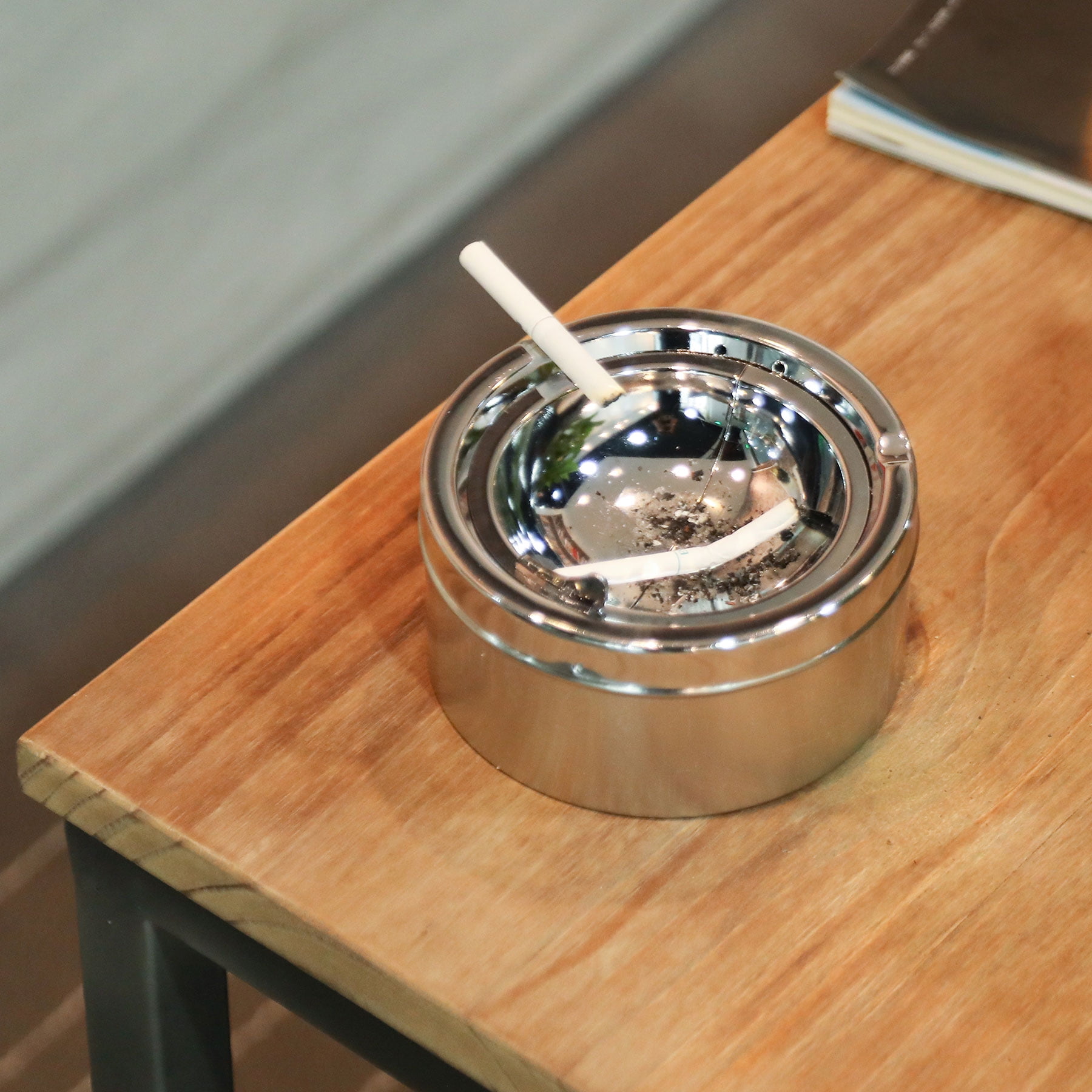 Light Weight Fire Safe Ashtray Receptacle Cigarette Disposal with Trash Can