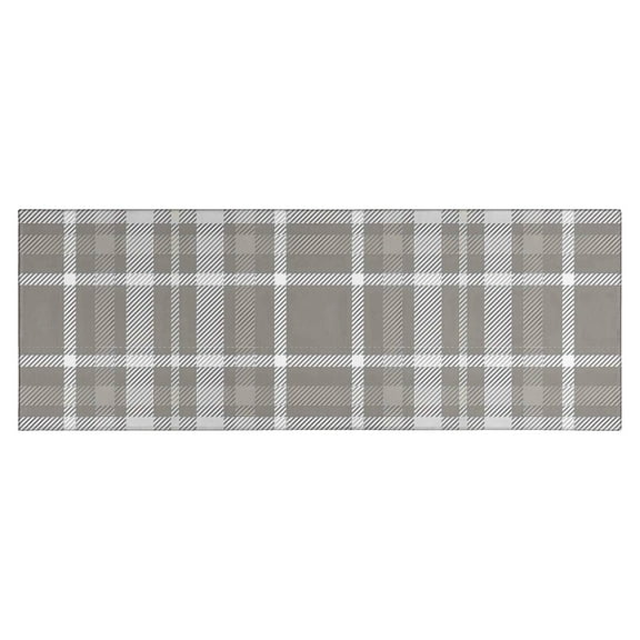 Gray White Plaid Checkered Pattern Kitchen Rug Mat,Kitchen Runner Rugs Non Skid Washable,Decorative Kitchen Floor Mats for Kitchen,Sink,Laundry,17"X47"