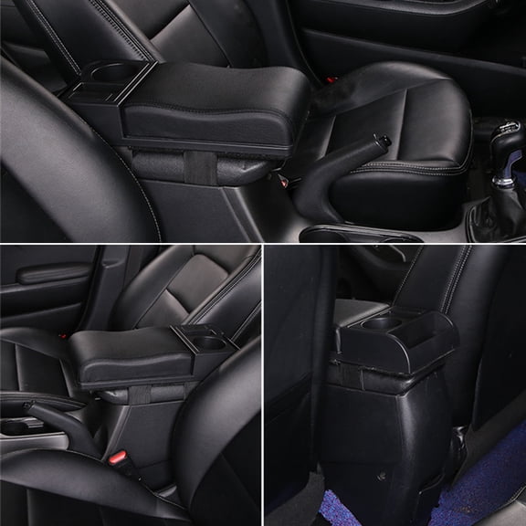 M Buder Car Armrest Box Cover Cushion Pad Multifunction Center Console Pillow Built-in USB Charging Port Cup Holder Storage Organizer Box Universal Fit No Damage Install 16 inches/41cm