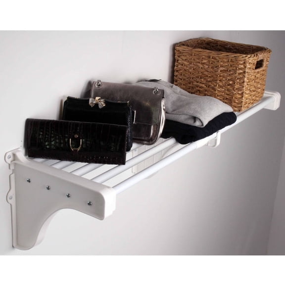 EZ Shelf 28"-50" Expandable Shelf, White, 2 Brackets