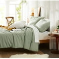 thumbnail image 4 of Twin Comforter Set, Bed in a Bag Sage Green 5-Pieces, Botanical Pattern, All Season Comfortable Seersucker Bedding with Comforter, Sheets, Pillowcase & Shams (Twin, 66"x86"), 4 of 17