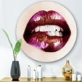 thumbnail image 2 of Designart 'Close-Up Of Purple Female Lips' Modern Circle Metal Wall Art 23x23 - Disc of 23, 2 of 5