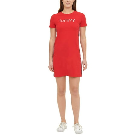 Tommy Hilfiger Womens T-Shirt Dress (Red, Large)