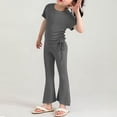 thumbnail image 5 of Hurxie Girls 2 Piece Outfits Fashion Clothes Short Sleeve Tops and Jogger Pants Kids Tracksuit Sweatsuits Set Gray,5-6 Years, 5 of 6