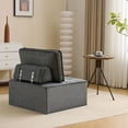 thumbnail image 3 of Modular Sofa, Dark Grey Linen Wooden Frame Square Seat for Free Splicing, 32-Inch Solid Build with Good Resilience for Small Apartment Living Room and Multiple Decoration Styles, 3 of 10