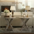 thumbnail image 5 of COZAYH Farmhouse Round Wooden End Table with Cross Legs, Vintage Grey, Set of 2, 5 of 7