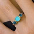 thumbnail image 4 of Gem Stone King 925 Sterling Silver and 10K Yellow Gold Green Turquoise and London Blue Topaz 3 Stone Engagement Ring for Women (1.60 Cttw, Cushion Cut 6MM and 4MM, Available in Size 5, 6, 7, 8, 9), 4 of 4