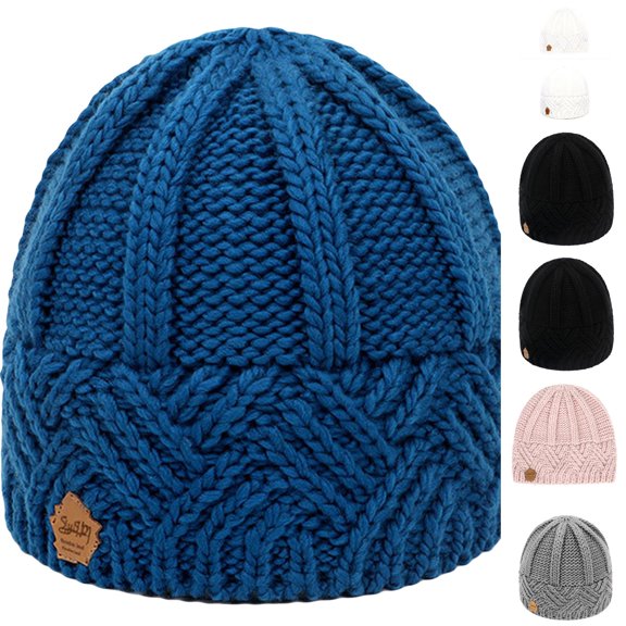 Domzle Beanie for Women Soft Lightweight Skull Cap Casual Aesthetic Oversize Chunky Winter Versatile for Daily Wear Blue