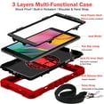 thumbnail image 3 of Dteck Case for Samsung Galaxy Tab A7 10.4" SM-T500 T505 (2020 Released) 10.4-inch,Shockproof Rubber 3-Layers Protection Case Hybrid Kickstand Cover with Hand & Shoulder Strap,Red+Black, 3 of 9