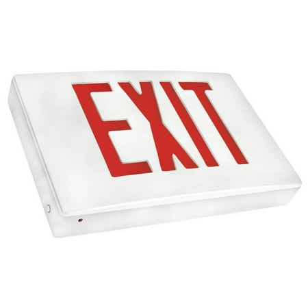Cast Aluminum LED Exit Sign - Red LED - White Housing - White Face