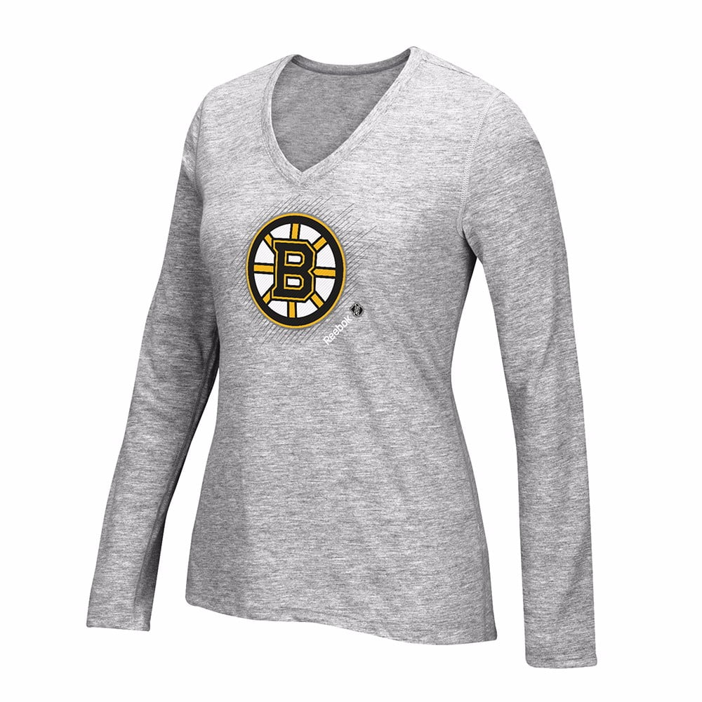 Boston Bruins NHL Reebok Women's Grey Speedwick Ultimate Performance Long Sleeve T-Shirt by Reebok
