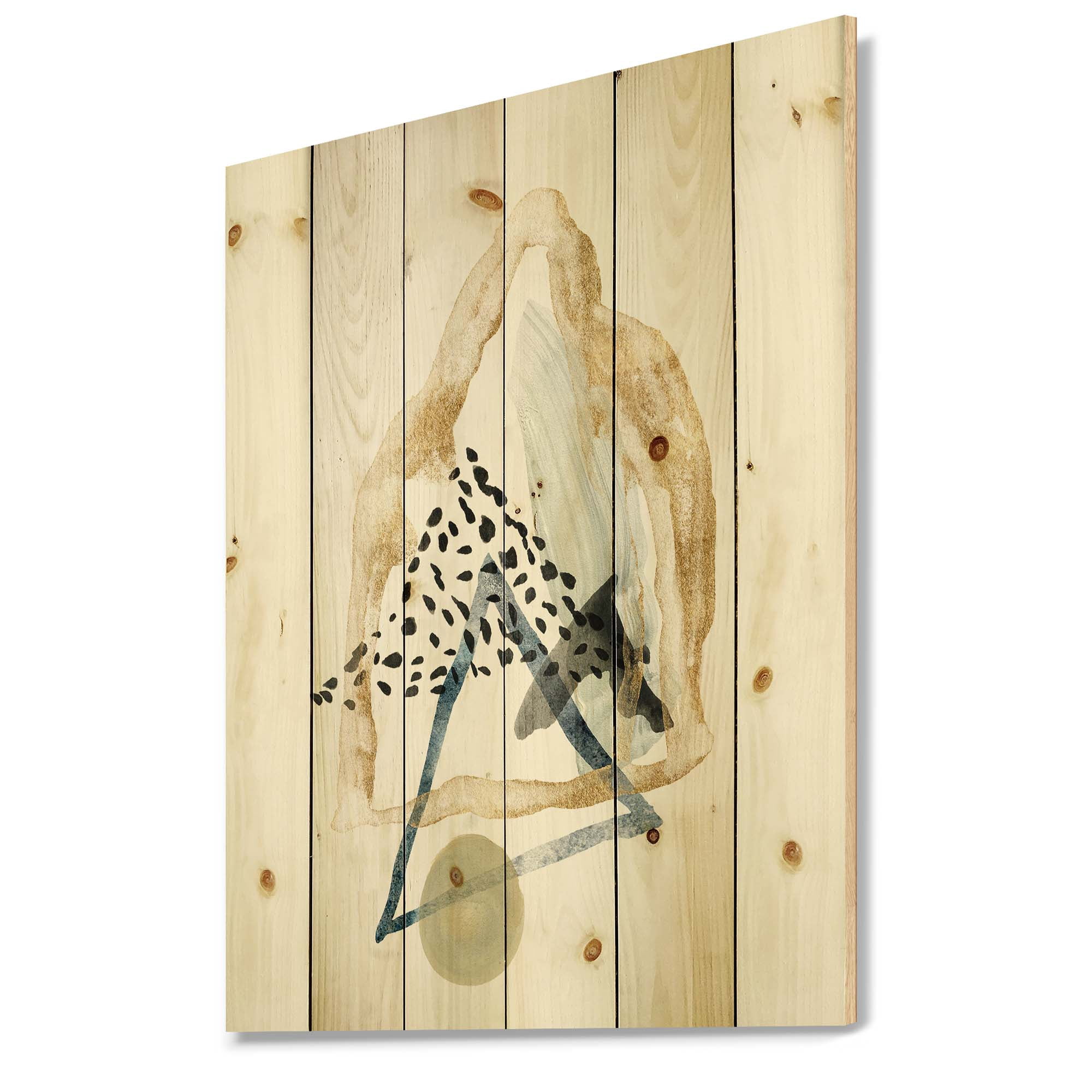 Designart 'Minimalistic Landscape of Moon With Mountains I' Modern Print on Natural Pine Wood
