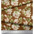 thumbnail image 3 of Soimoi Polyester Crepe Fabric Leaves & Magnolia Floral Print Fabric by Yard 42 Inch Wide, 3 of 5