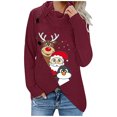 thumbnail image 1 of Blusa de manga larga con cuello alto y botones con estampado navideño para mujer Fridja  FKASFK293, 1 of 3