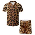 thumbnail image 3 of Wxolcjlv Mens Leopard Print Camp Collar Set Short Sleeve Shirt Shorts, 3 of 6