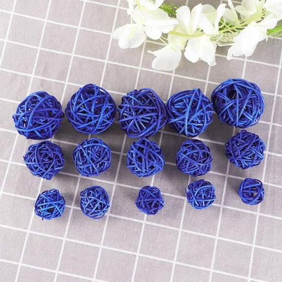 LOLIPPYY 30Pcs Blue Rattan Christmas Ornaments for Vase Fillers Home Wedding Holiday Table Decor