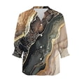 thumbnail image 5 of YUGYXL Summer Tops for Women Trendy Ruffle Cuffs 3/4 Sleeve Shirts Button Down V Neck Blouse Boho Floral Print T-Shirts Khaki L, 5 of 5