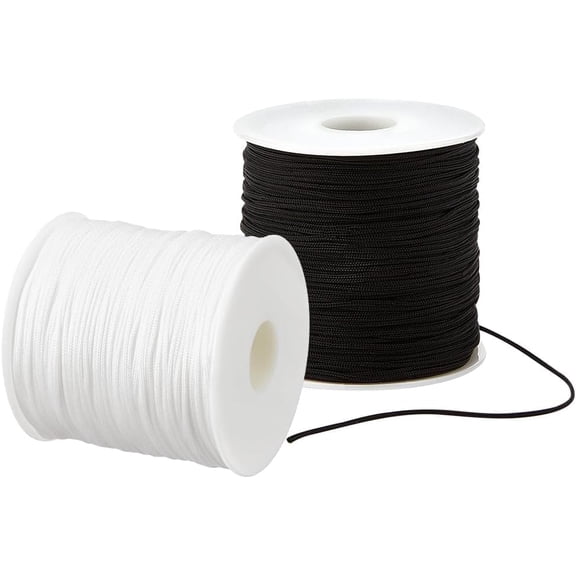Nylon Bracelet String 1mm Nylon Thread String Beading Thread Black White Chinese Knotting Cord for Friendship Bracelet Necklace Jewelry Making DIY Macrame Craft 200 Yards Totally