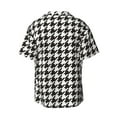 thumbnail image 6 of Lsque Houndstooth Black And White print Men's Cuban Collar Short Sleeve Shirt Summer Beachwear Casual Button Down Fashionable Vacation Leisure Shirt-4X-Large, 6 of 7