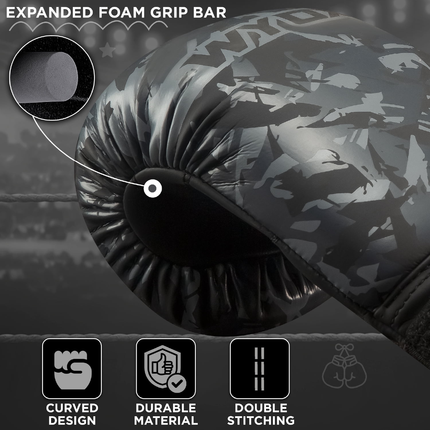 WYOX 8oz Kids Boxing Gloves – Grey Camo | Punching, Strength Training, Martial Arts, Muay Thai, Youth Sparring Gloves
