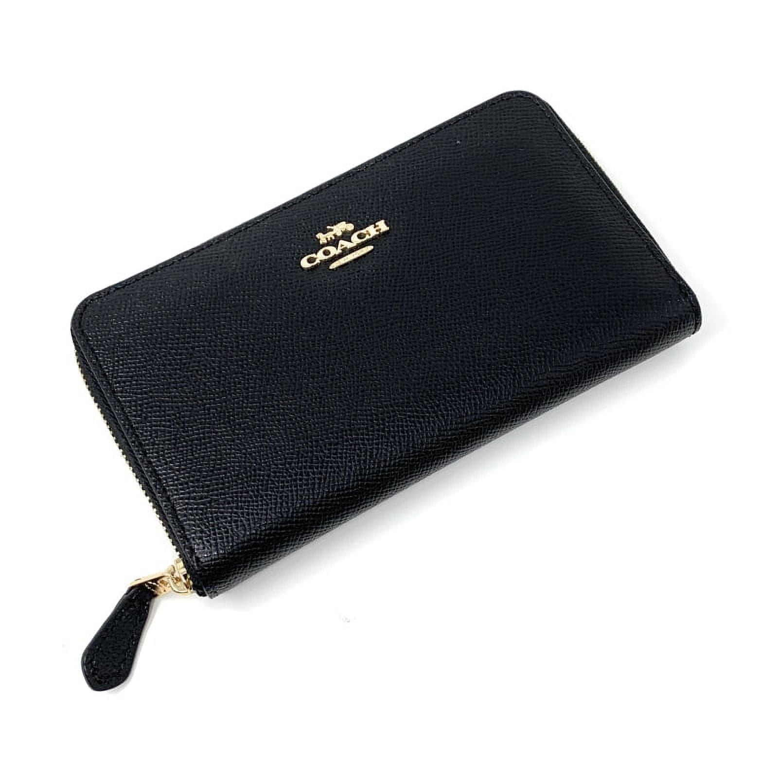 Coach Crossgrain Leather Medium Zip Around Wallet (Black) Leather
