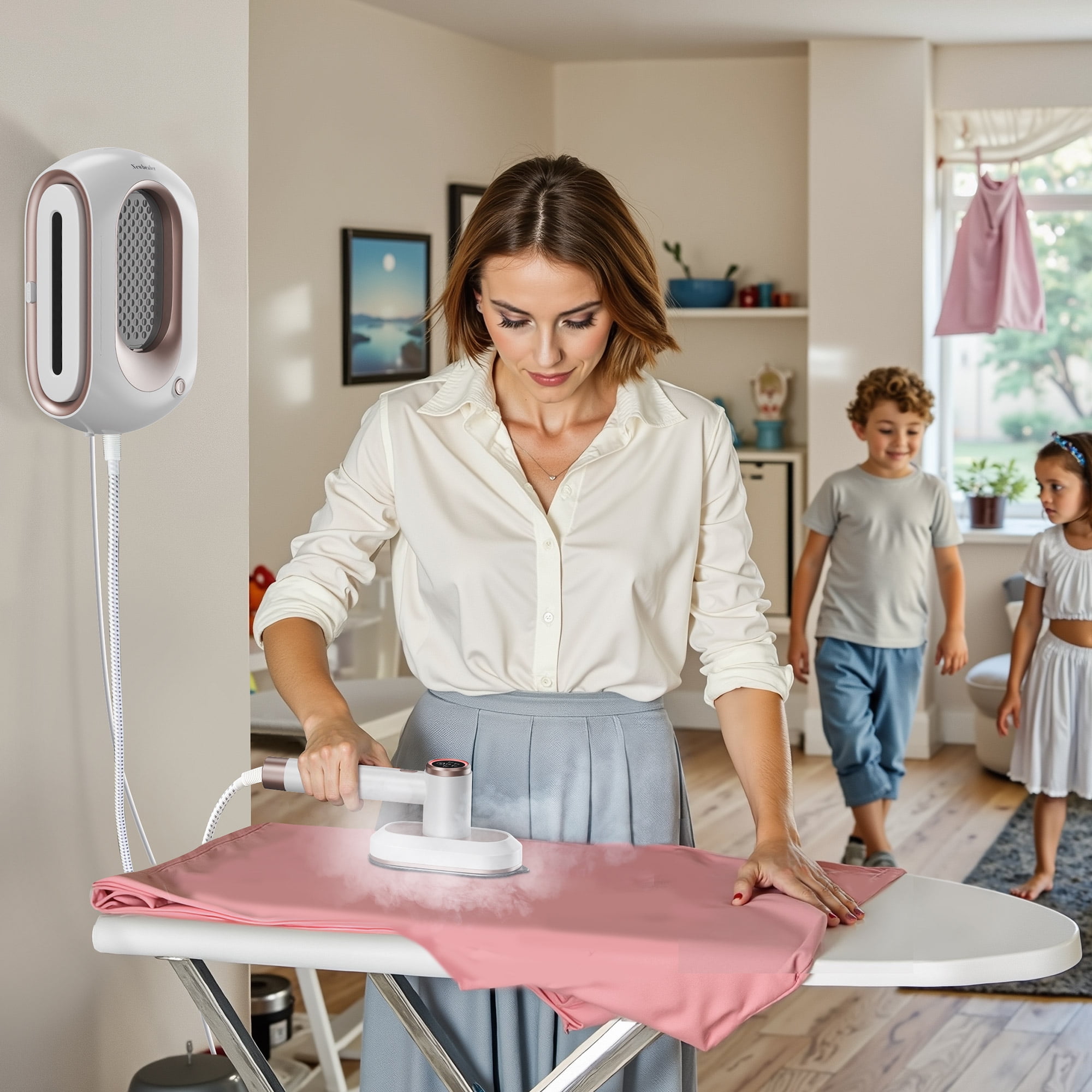 Steamer for Clothes,2-in-1 1550W Turbocharged Garment Steamer & Iron ,3 Levels Smart Control Steaming,1.2L Detachable Tank,Auto Shut-Off,Self-Cleaning,Innovative Storage: Hang or Wall Mount