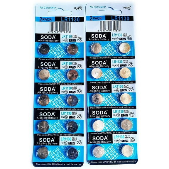 20/PK Alkaline Button Cell Batteries AG10 LR1130 389 SR1130 189 for Watch Calculator Remote Control Key