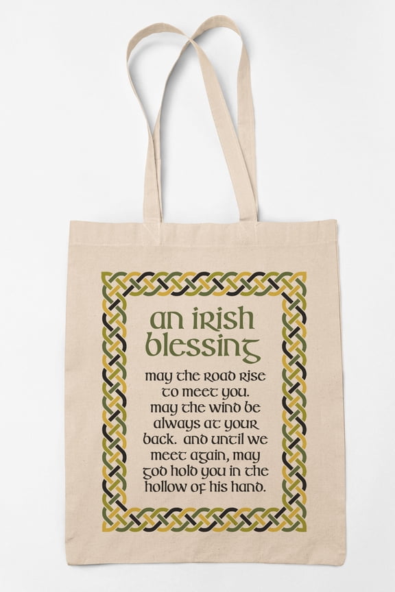 Irish Prayer or Blessing Quote 12oz Reusable Canvas Tote Bag