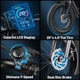 thumbnail image 5 of Kickwey 750W Motor Electric Mountain Bike for Adults, 48V 23Ah Battery, 20" Fat Tire Ebike, 7-Speed & Dual Suspension, UL 2849, 5 of 6
