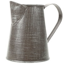 STOBOK Large Decorative Flowerpot Metal Jug Vase Pitcher Flower Holder Silver Iron 1Pack