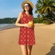 thumbnail image 3 of Balery Red White Snowflakes Vestidos de verano para mujer con estampado: vestido holgado sin mangas, vestido playero informal y cómodo para días calurosos., 3 of 7
