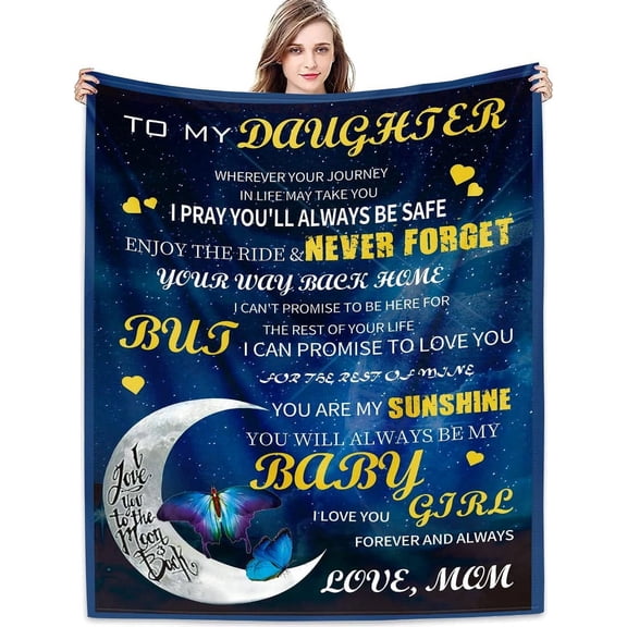 Daughter Gift from Mom,Bonus Daughter Gifts from Mother,Blankets Letter Printed Throw Fleece Blankets Birthday Gifts Thanksgiving Day Christmas Holiday Blanket for Bed Couch Living Room