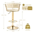 thumbnail image 2 of Luonavei Modern Gold Velvet Bar Stools - Set of 3 Counter Height Barstools with Swivel, Adjustable Height, and Backs. Stylish Metal Tall Kitchen Bar Chairs for Home, Bar, Island (Beige, 3pcs), 2 of 5