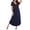 Navy Blue, variant on Ekouaer Long Nightgowns for Women House Dress Plus Size Sleepwear Pleated Full Length Loungwear
