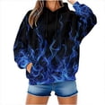 thumbnail image 5 of Uootdi Long Sleeve Hoodies for Women Drawstring Casual Hoodies Flame 3D Printed Graphic Pullover Tops with Pockets Gift, 5 of 9