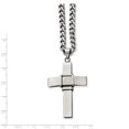 thumbnail image 3 of Chisel  Stainless Steel Brushed and Polished Cross Pendant on a 22 inch Curb Chain Necklace, 3 of 3