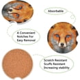 thumbnail image 2 of GZHJMY Fox Car Coasters 2 Pieces, Absorbent Ceramic Cork Base Car Coasters, Drink Cup Holder Coasters, with Finger Notches, Easy to Remove and Clean, 2 of 6