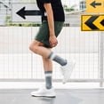 thumbnail image 3 of 1 Pair Crew Socks Fashionable Stripe Pattern Cotton Socks Unisex Socks, 3 of 3