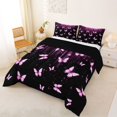 thumbnail image 3 of Homewish Neon Butterfly Full Size Comforter Sets for Girls, Black Pink Bedding Comforter Set, Black Reversible, 3-Piece 1 Comforter and 2 Pillowcases, 3 of 6