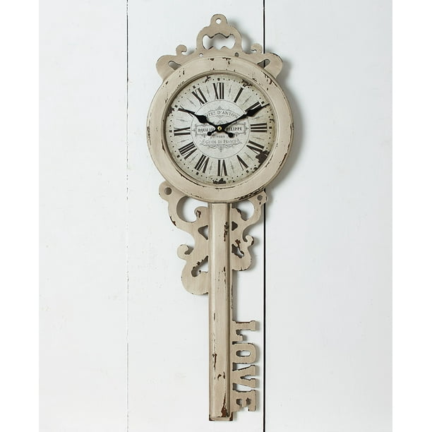 TRM Vintage Key Wall Clock Antique White