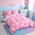 thumbnail image 2 of Erosebridal Unicorn Girls 7pcs Bedding Comforter Set,Pink Flowers Loves Romantic Theme Queen Bedding Sets For Kids,Reversible Pink, 2 of 7